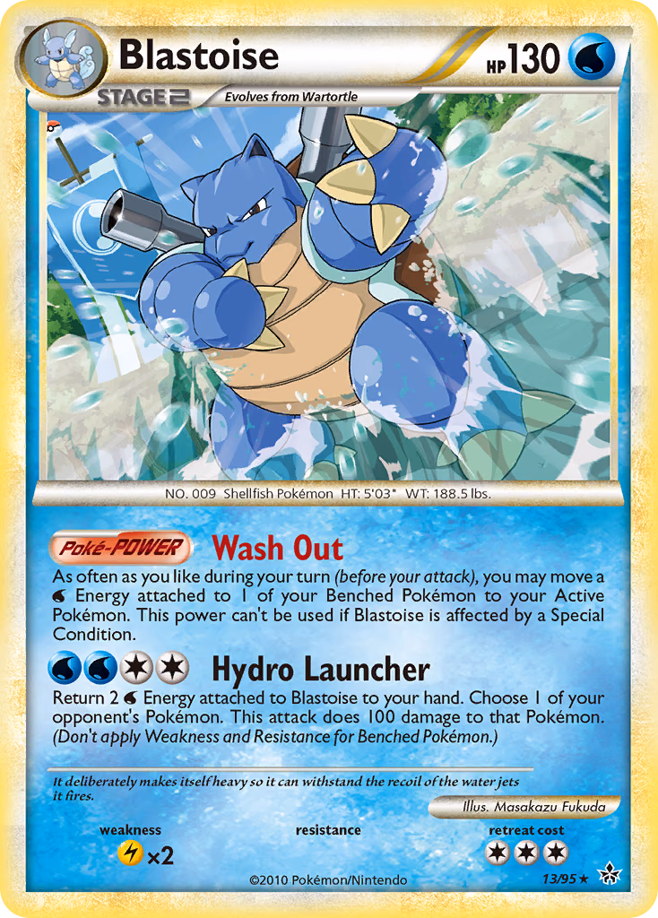 Blastoise Pokemon card (13/95, HS—Unleashed)