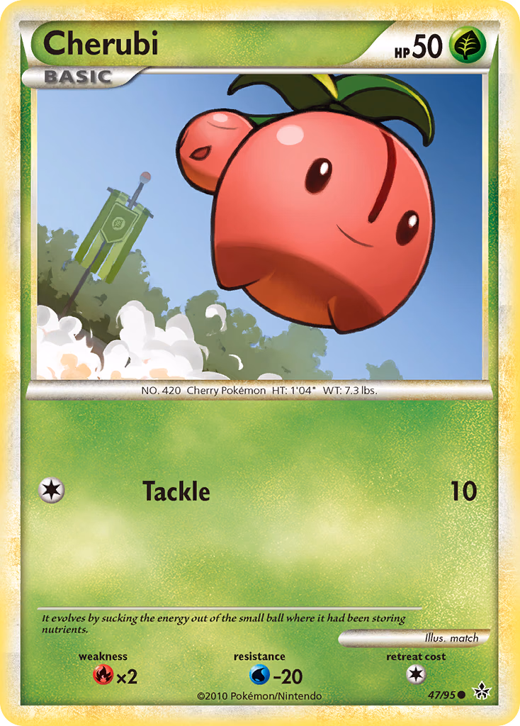 Cherubi Pokemon card (47/95, HS—Unleashed)