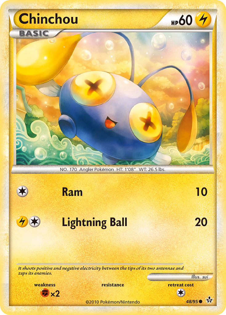 Chinchou Pokemon card (48/95, HS—Unleashed)