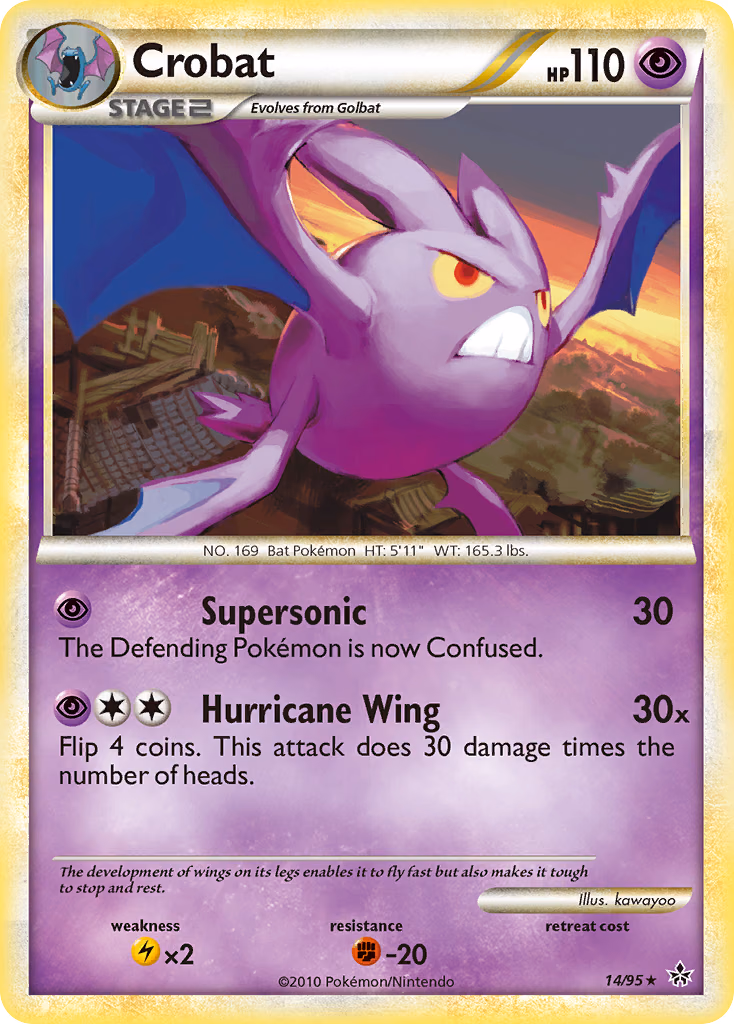 Crobat Pokemon card (14/95, HS—Unleashed)