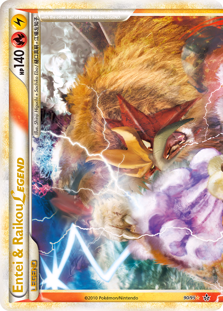 Entei & Raikou LEGEND Pokemon card (90/95, HS—Unleashed)