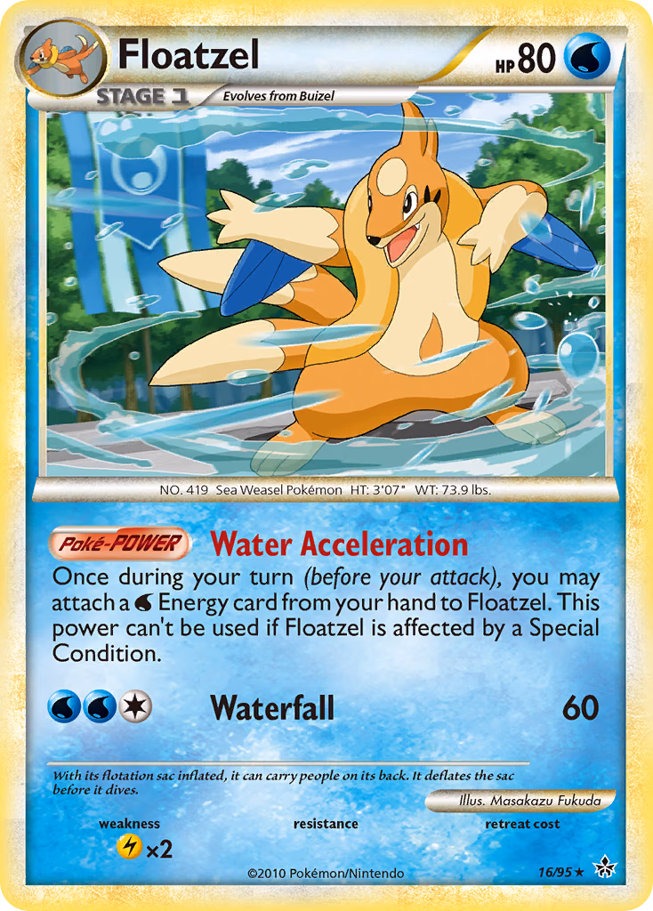 Floatzel Pokemon card (16/95, HS—Unleashed)