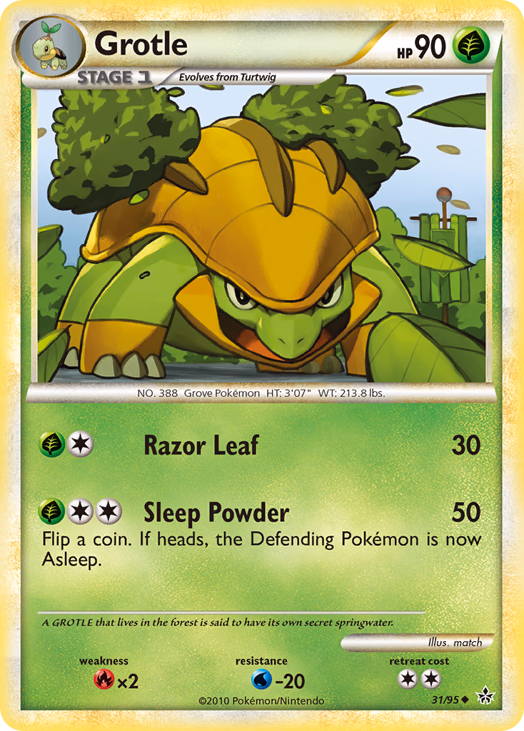 Grotle Pokemon card (31/95, HS—Unleashed)