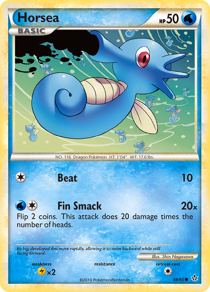 Horsea Pokemon card (49/95, HS—Unleashed)