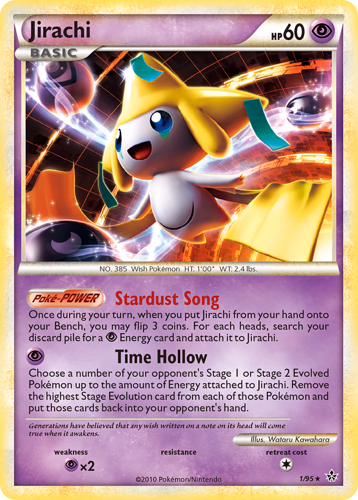 Jirachi Pokemon card (1/95, HS—Unleashed)