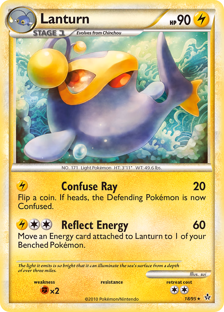 Lanturn Pokemon card (18/95, HS—Unleashed)