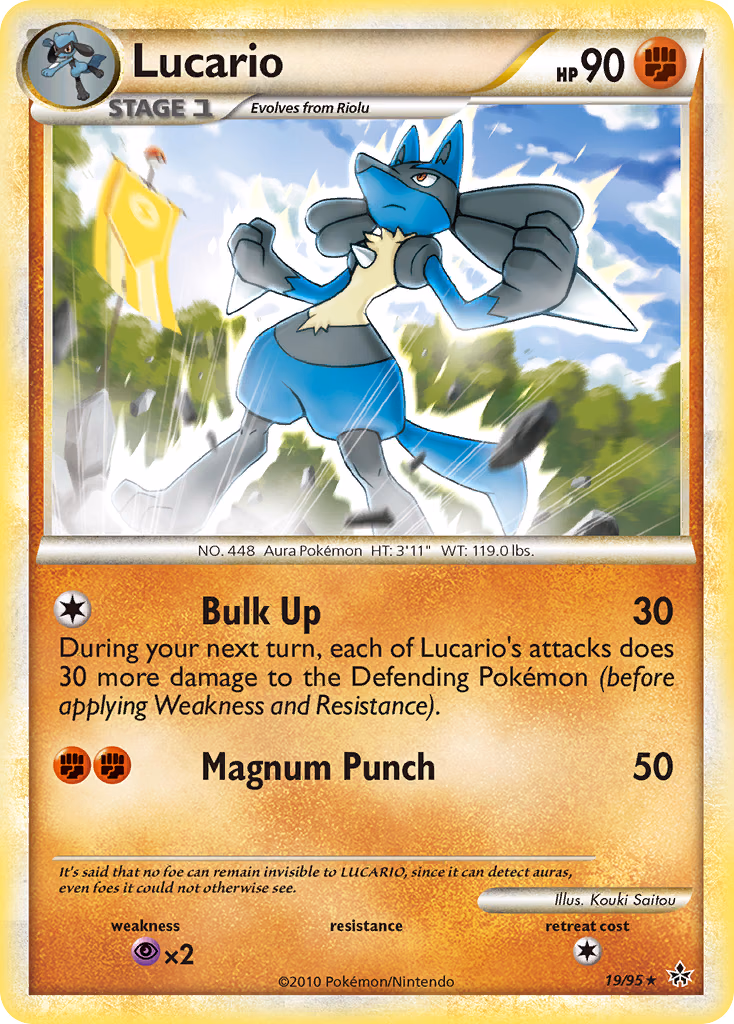 Lucario Pokemon card (19/95, HS—Unleashed)