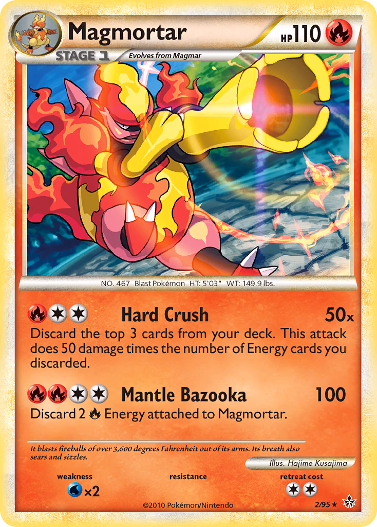 Magmortar Pokemon card (2/95, HS—Unleashed)