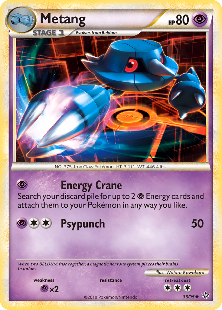 Metang Pokemon card (33/95, HS—Unleashed)