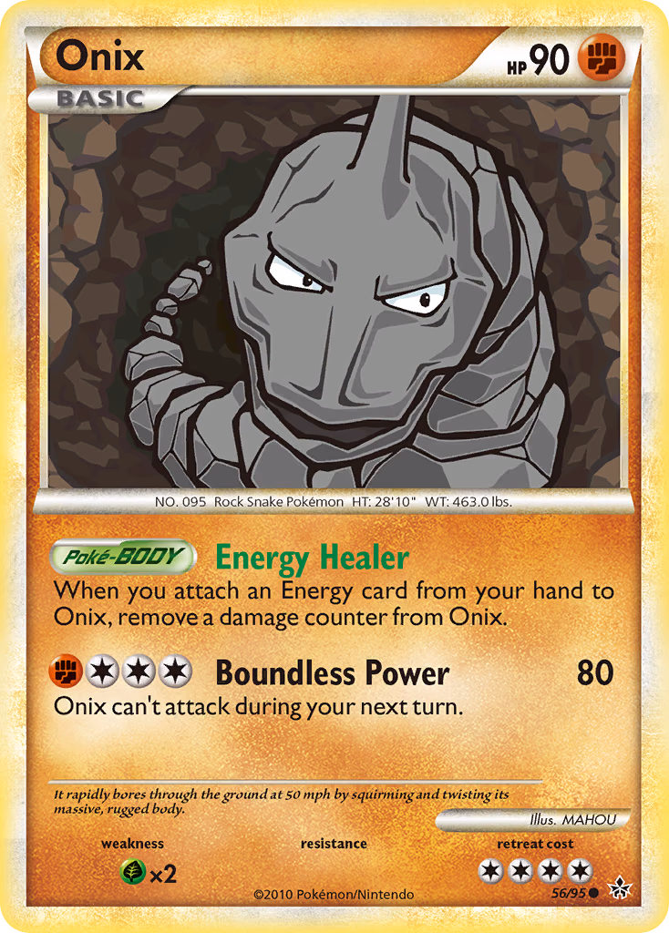 Onix Pokemon card (56/95, HS—Unleashed)