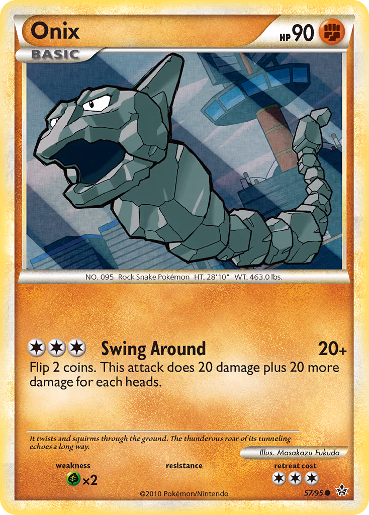 Onix Pokemon card (57/95, HS—Unleashed)
