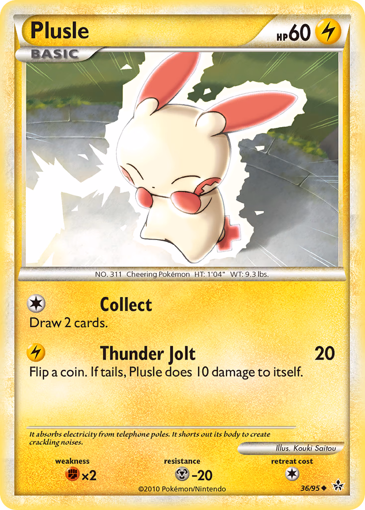 Plusle Pokemon card (36/95, HS—Unleashed)