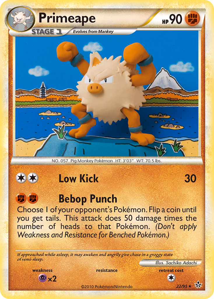 Primeape Pokemon card (22/95, HS—Unleashed)