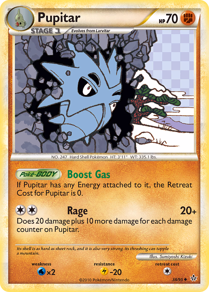 Pupitar Pokemon card (38/95, HS—Unleashed)