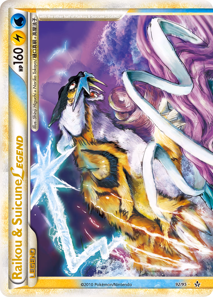 Raikou & Suicune LEGEND Pokemon card (92/95, HS—Unleashed)