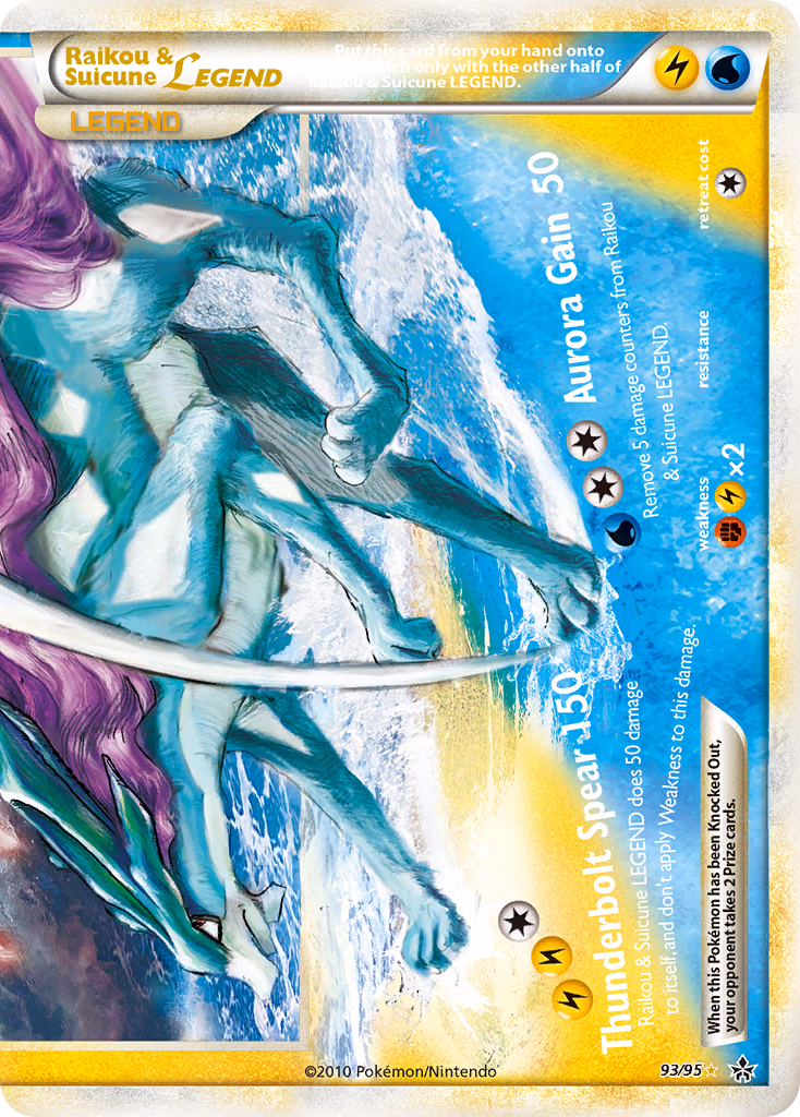 Raikou & Suicune LEGEND Pokemon card (93/95, HS—Unleashed)