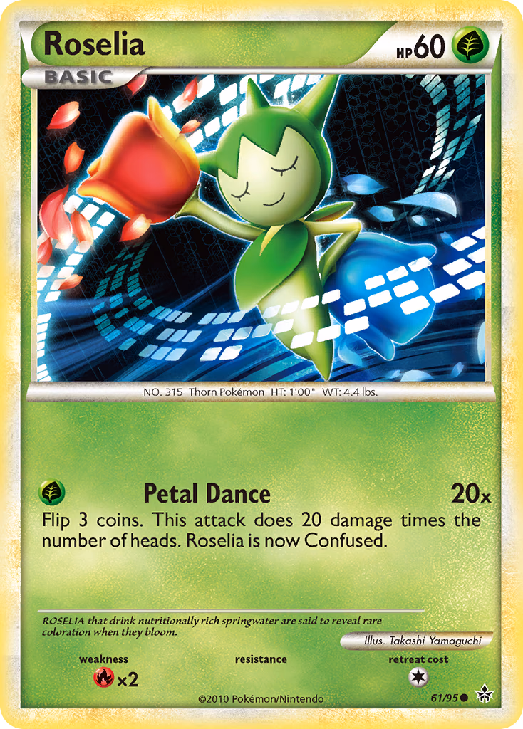 Roselia Pokemon card (61/95, HS—Unleashed)
