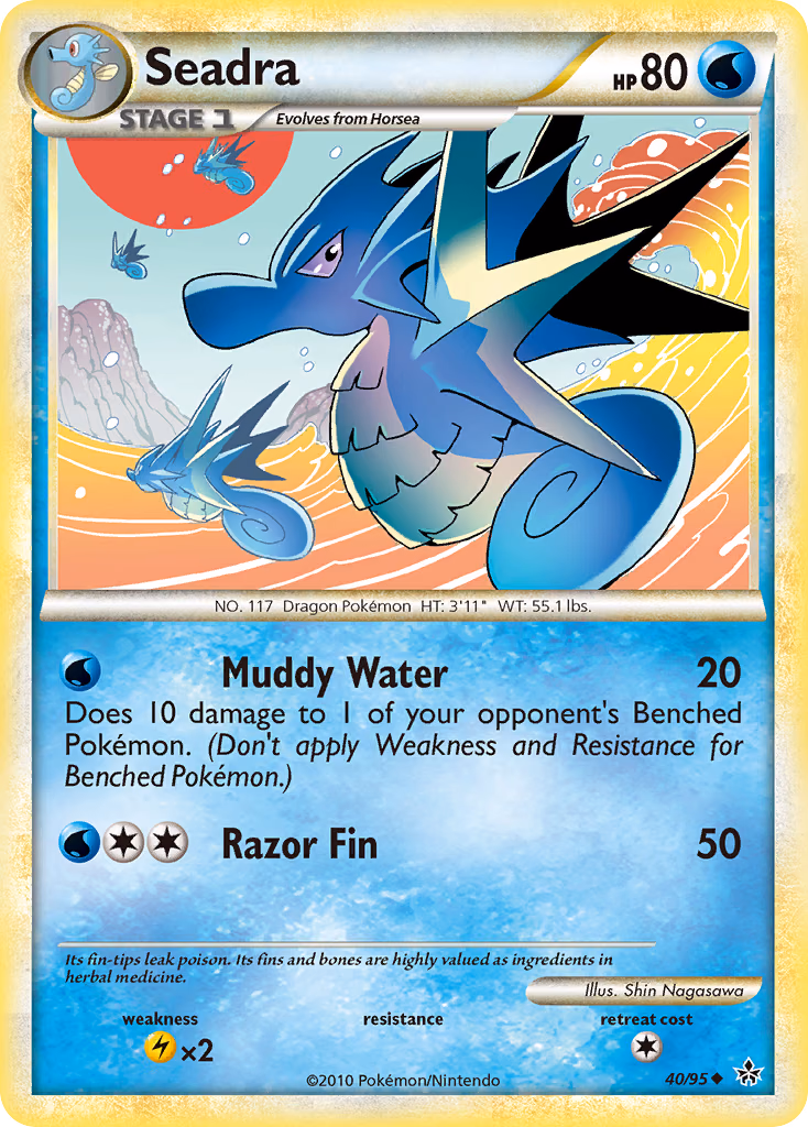 Seadra Pokemon card (40/95, HS—Unleashed)