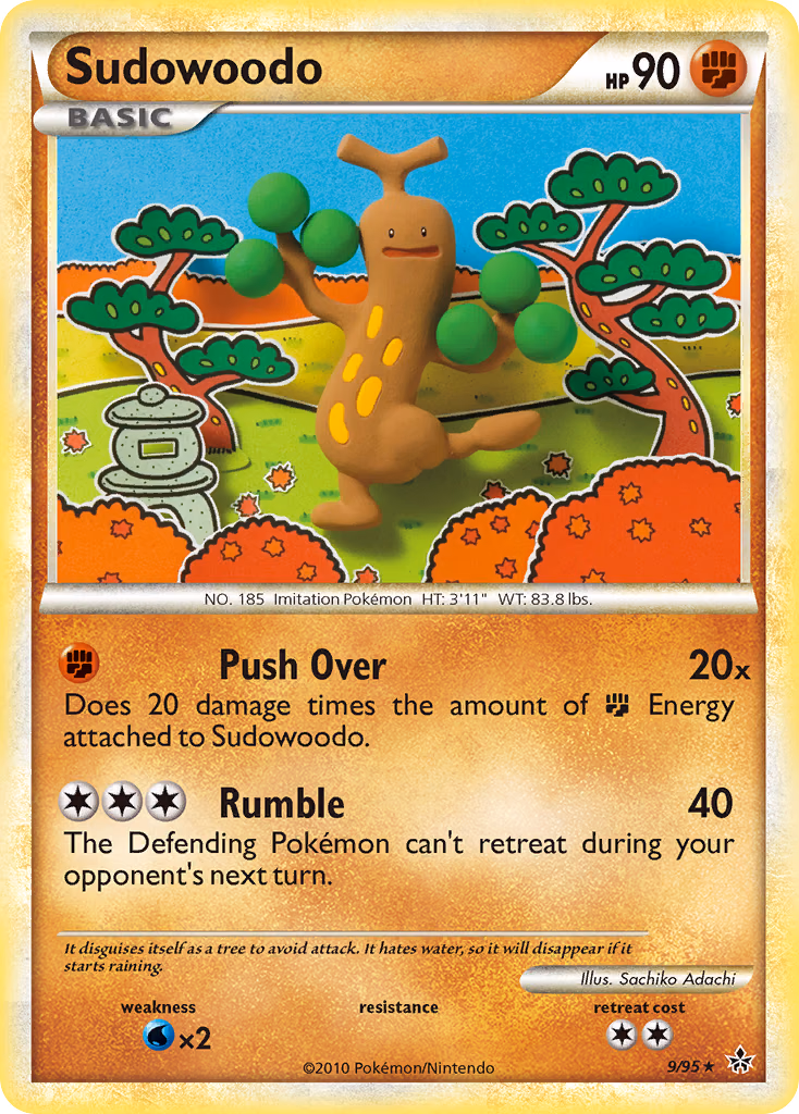 Sudowoodo Pokemon card (9/95, HS—Unleashed)