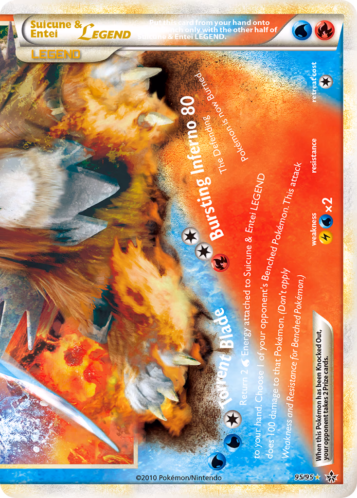 Suicune & Entei LEGEND Pokemon card (95/95, HS—Unleashed)