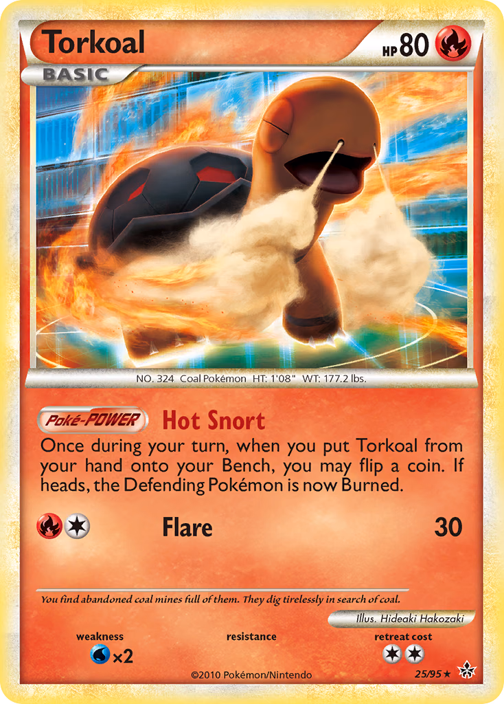 Torkoal Pokemon card (25/95, HS—Unleashed)