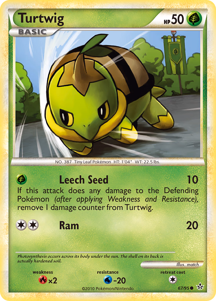 Turtwig Pokemon card (67/95, HS—Unleashed)