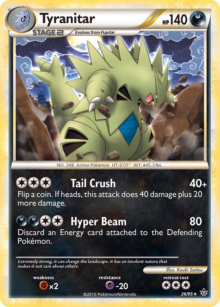 Tyranitar Pokemon card (26/95, HS—Unleashed)