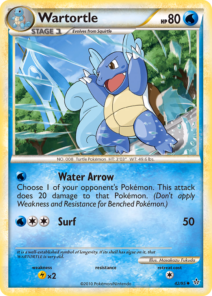 Wartortle Pokemon card (42/95, HS—Unleashed)