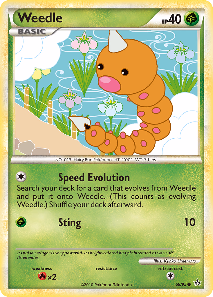 Weedle Pokemon card (69/95, HS—Unleashed)