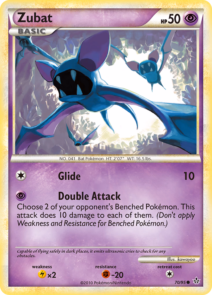 Zubat Pokemon card (70/95, HS—Unleashed)