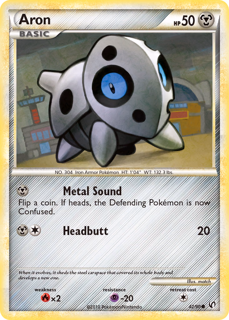 Aron Pokemon card (42/90, HS—Undaunted)