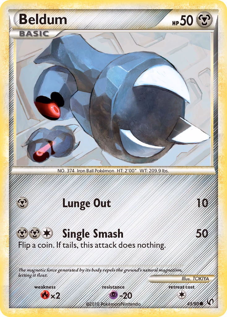Beldum Pokemon card (43/90, HS—Undaunted)