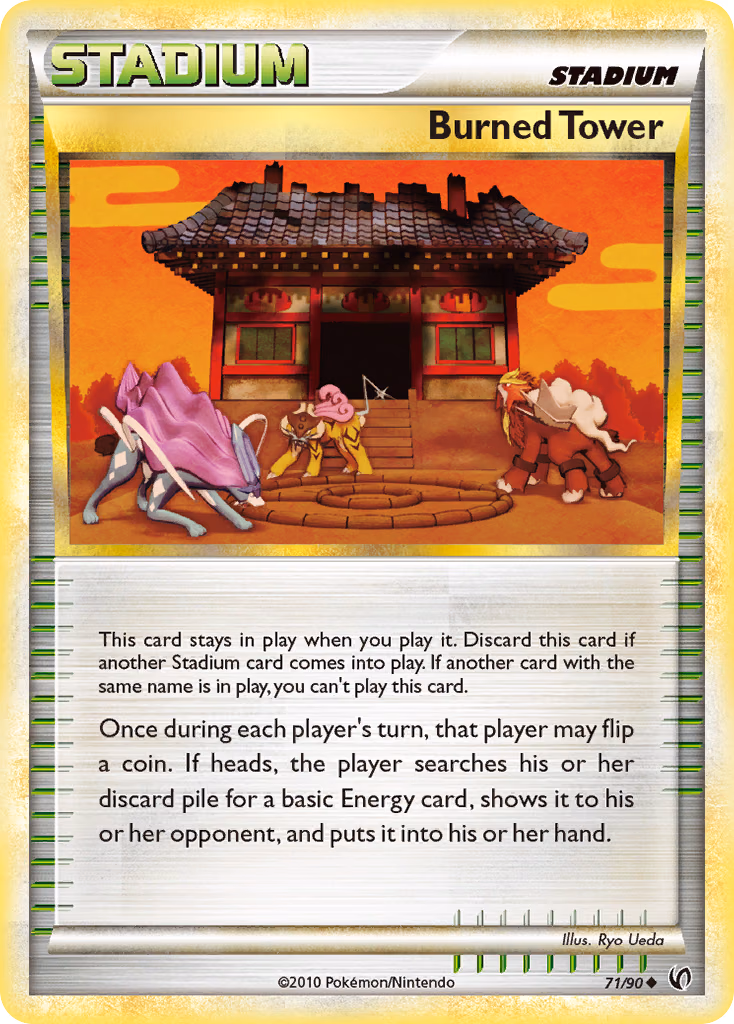 Burned Tower Pokemon card (71/90, HS—Undaunted)