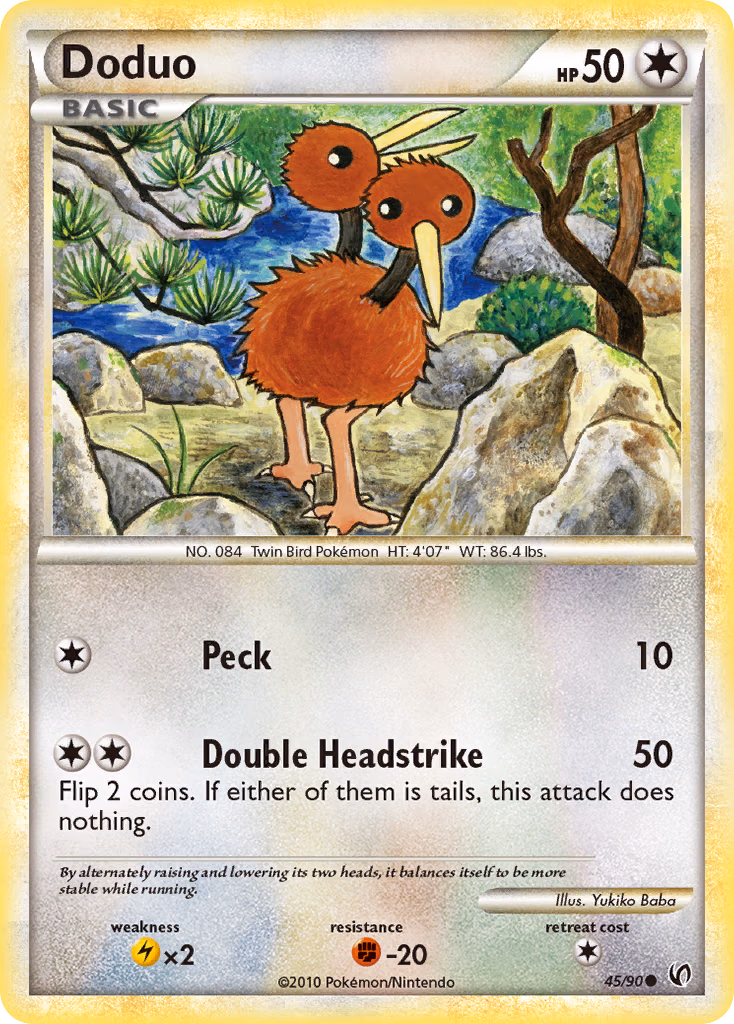 Doduo Pokemon card (45/90, HS—Undaunted)