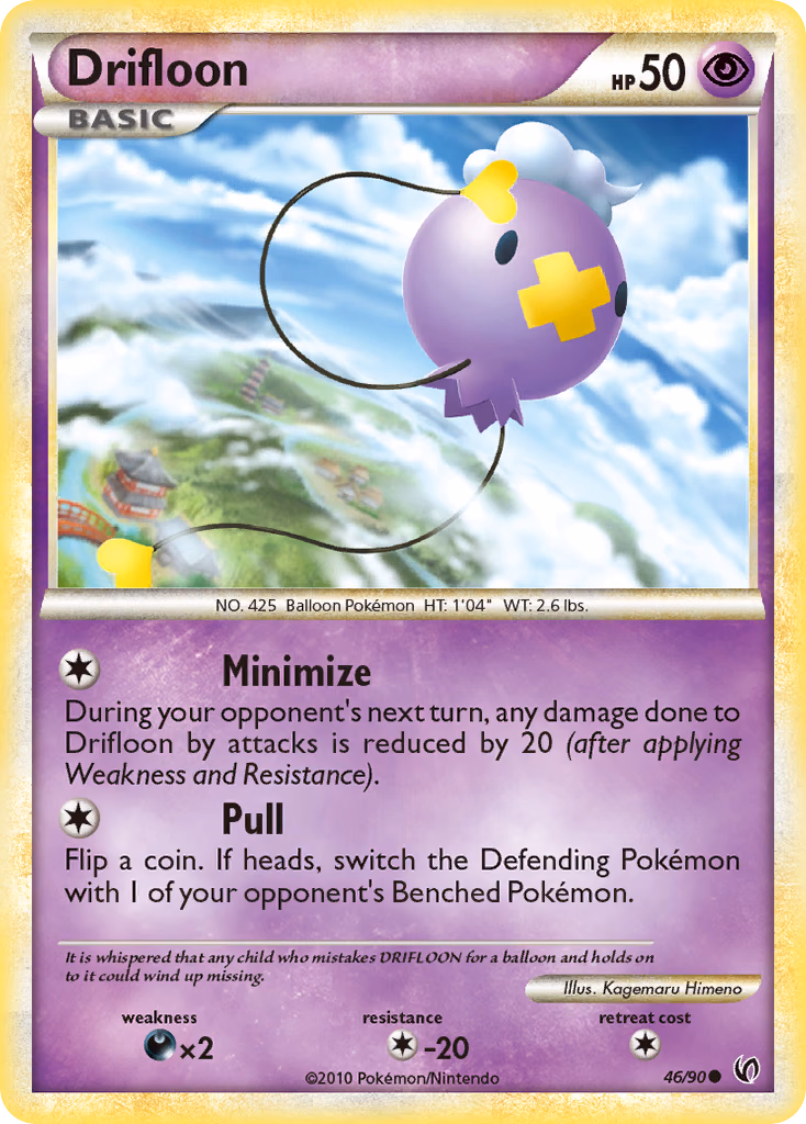 Drifloon Pokemon card (46/90, HS—Undaunted)