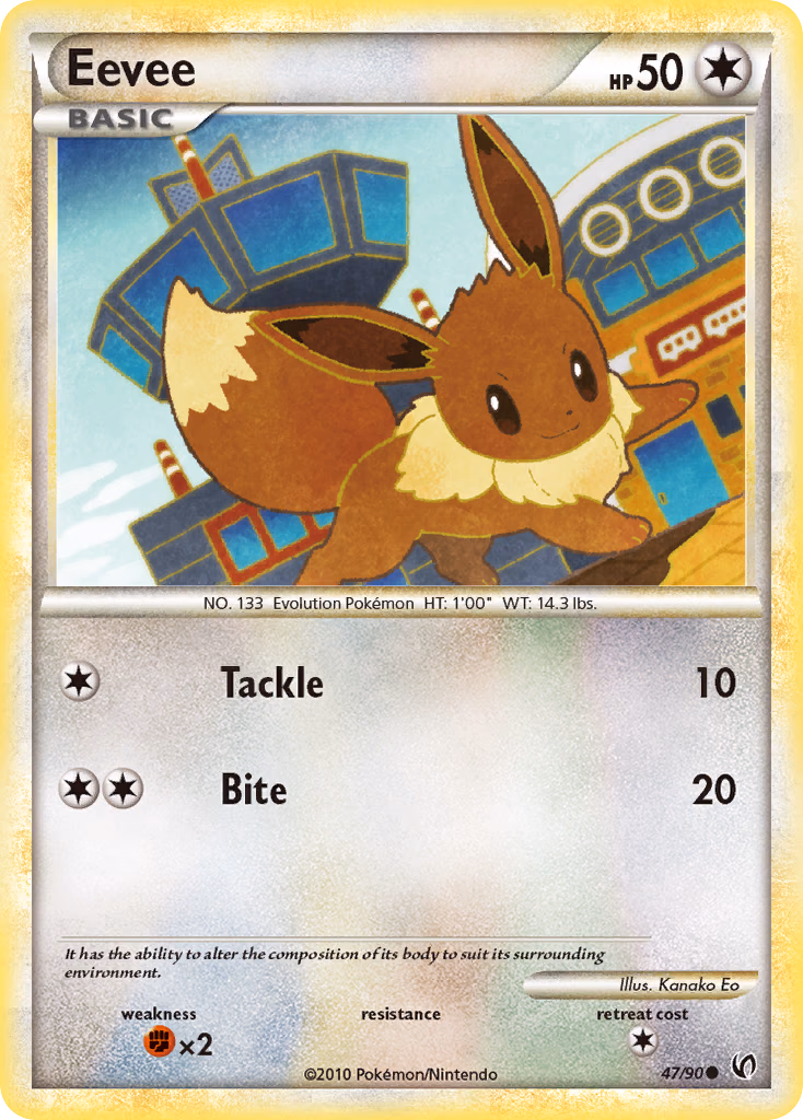 Eevee Pokemon card (47/90, HS—Undaunted)