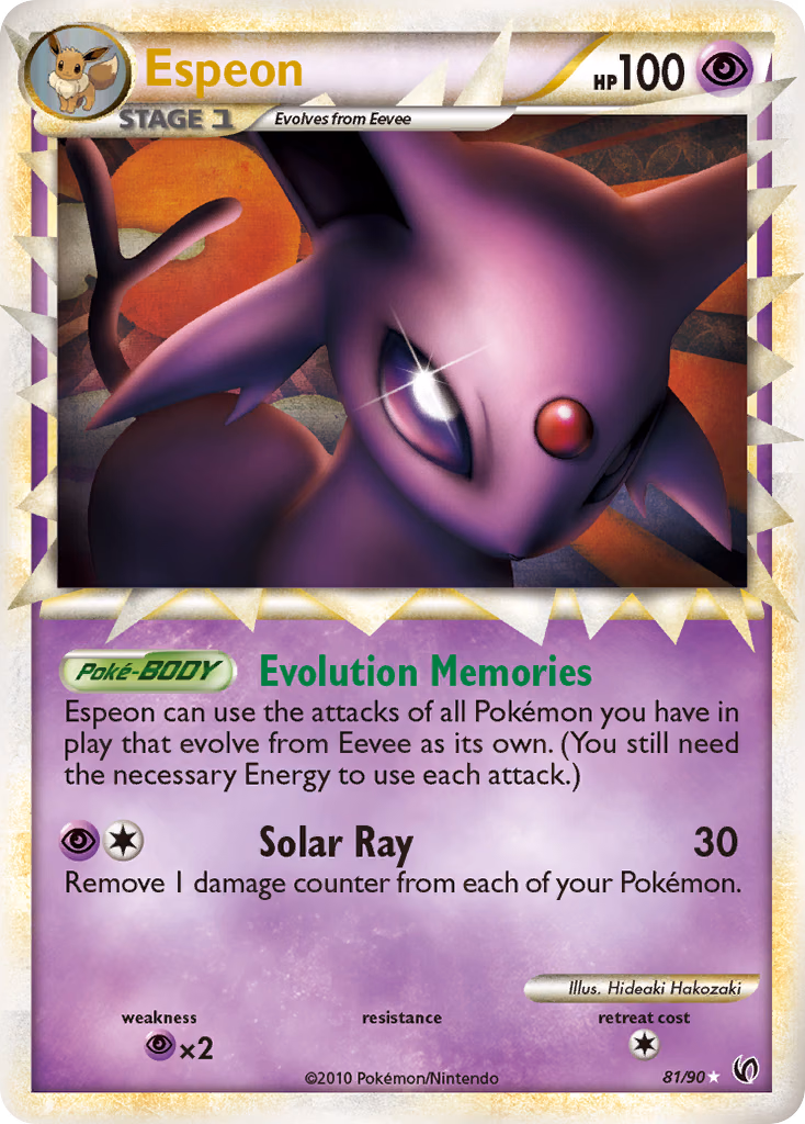 Espeon Pokemon card (81/90, HS—Undaunted)