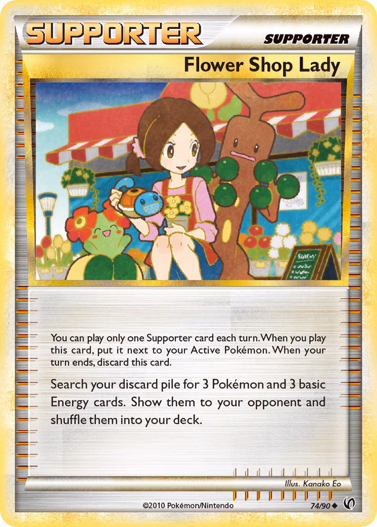 Flower Shop Lady Pokemon card (74/90, HS—Undaunted)
