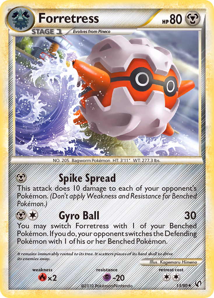 Forretress Pokemon card (13/90, HS—Undaunted)