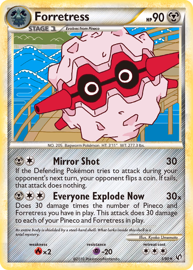 Forretress Pokemon card (3/90, HS—Undaunted)