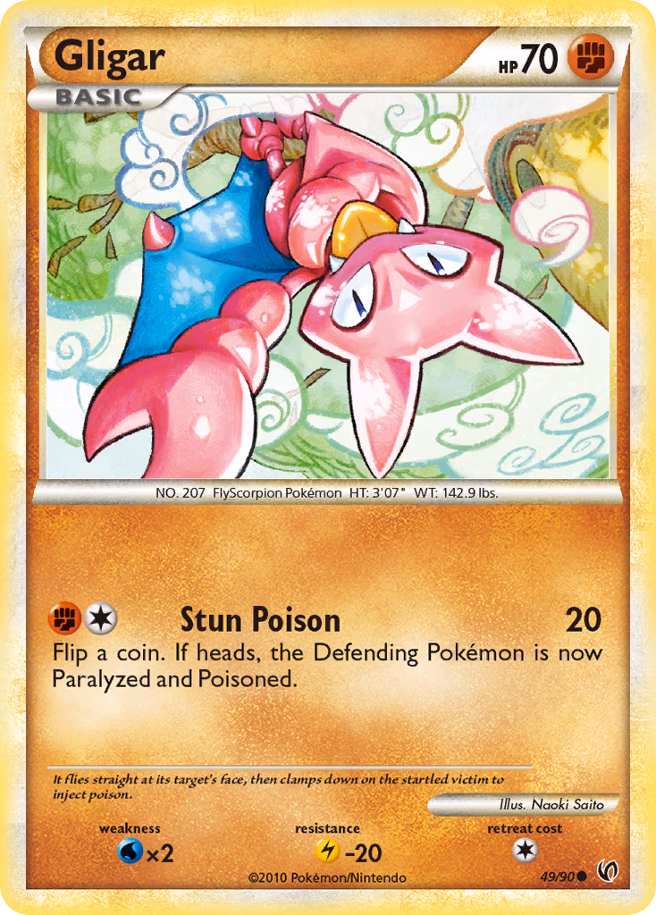 Gligar Pokemon card (49/90, HS—Undaunted)