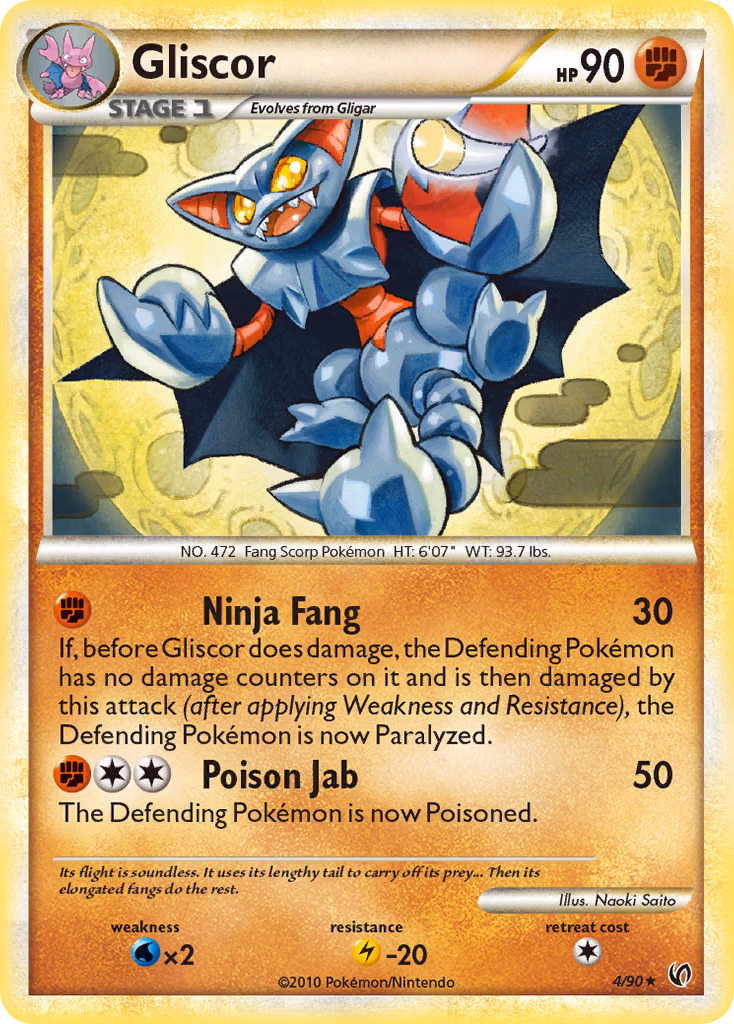 Gliscor Pokemon card (4/90, HS—Undaunted)