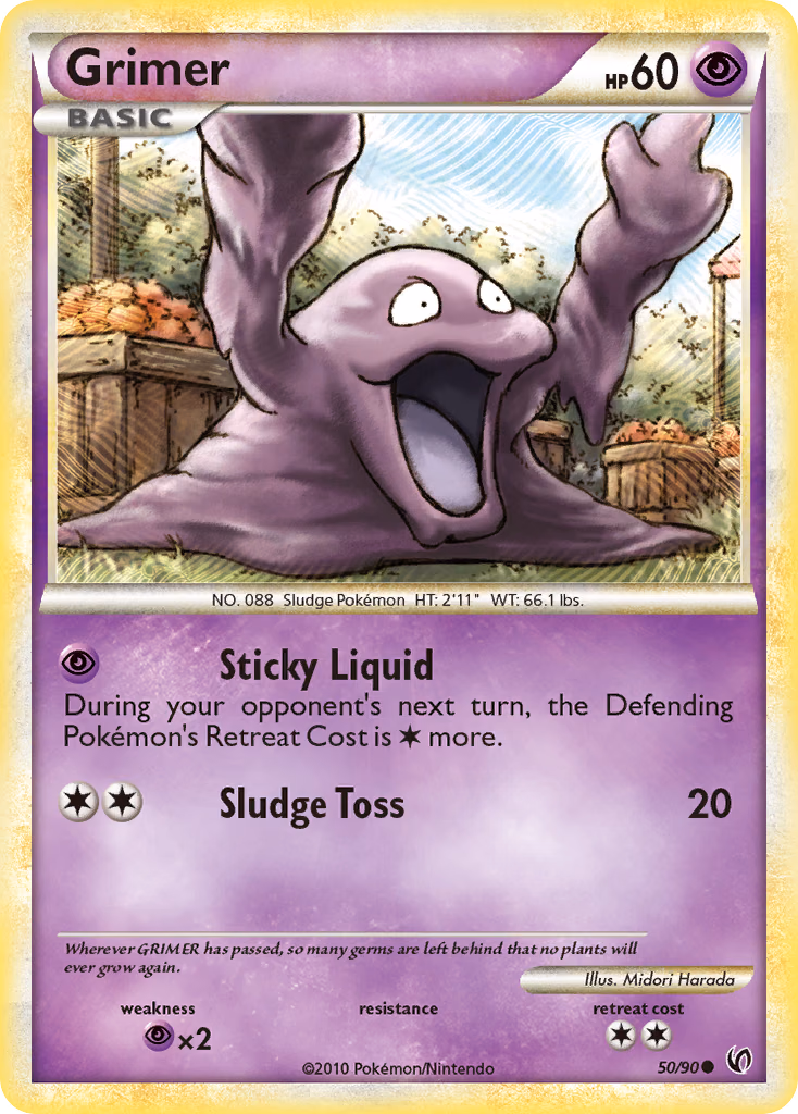 Grimer Pokemon card (50/90, HS—Undaunted)