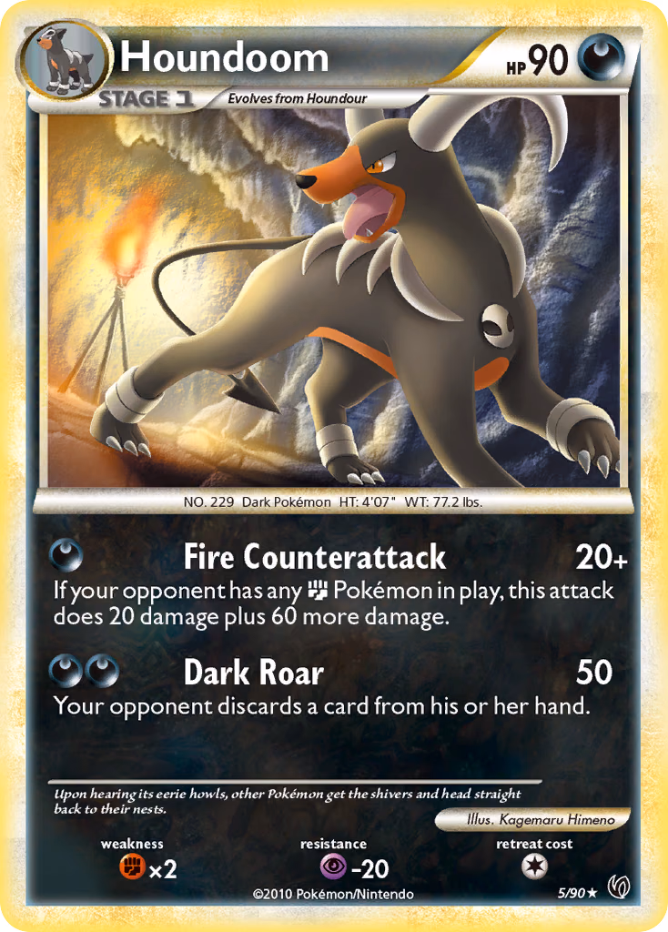Houndoom Pokemon card (5/90, HS—Undaunted)