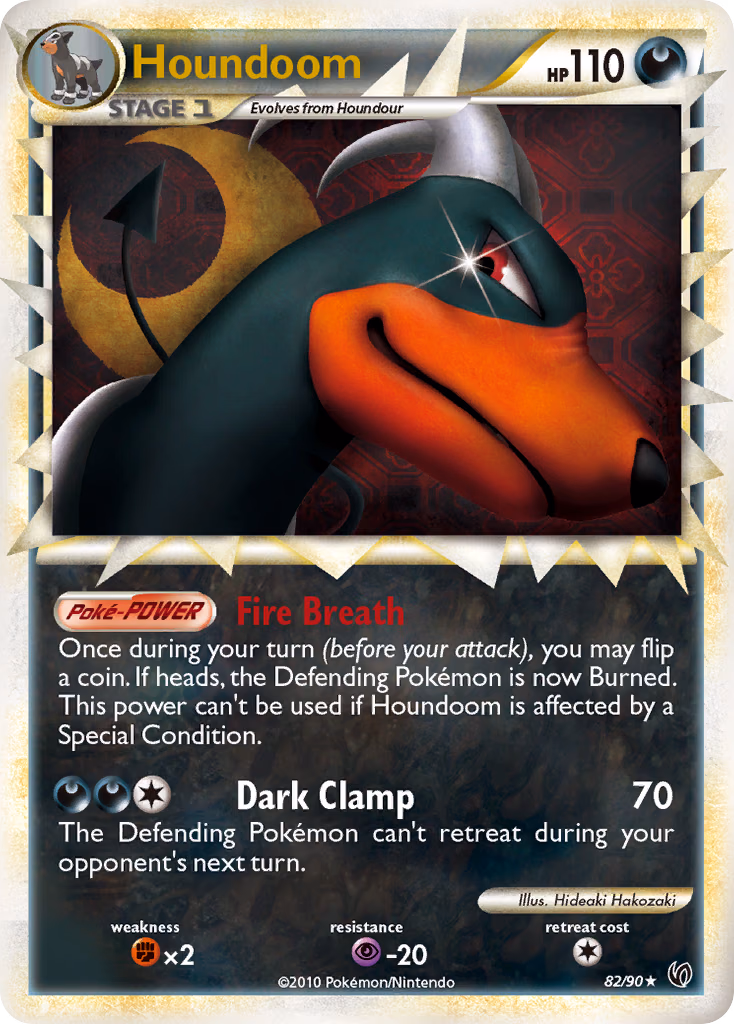 Houndoom Pokemon card (82/90, HS—Undaunted)