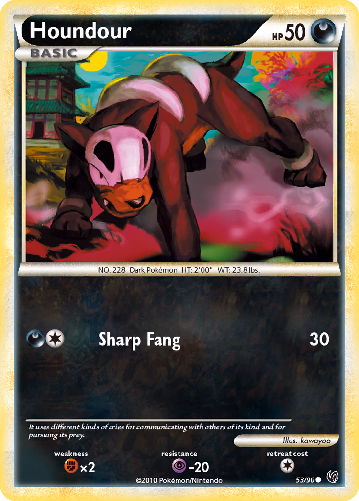 Houndour Pokemon card (53/90, HS—Undaunted)