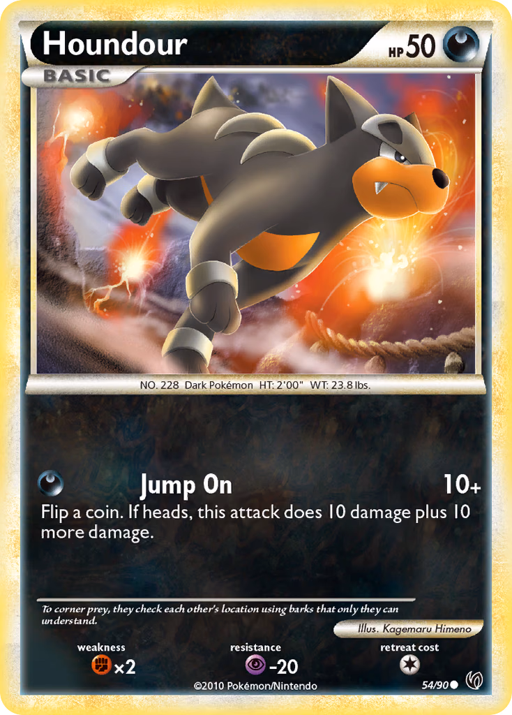 Houndour Pokemon card (54/90, HS—Undaunted)
