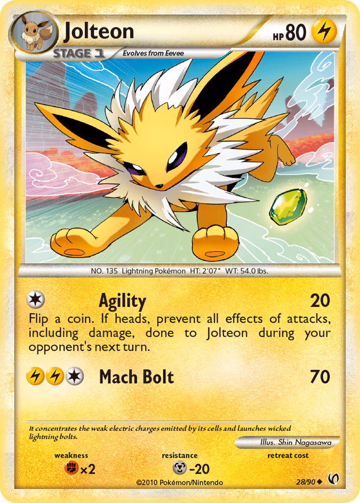 Jolteon Pokemon card (28/90, HS—Undaunted)