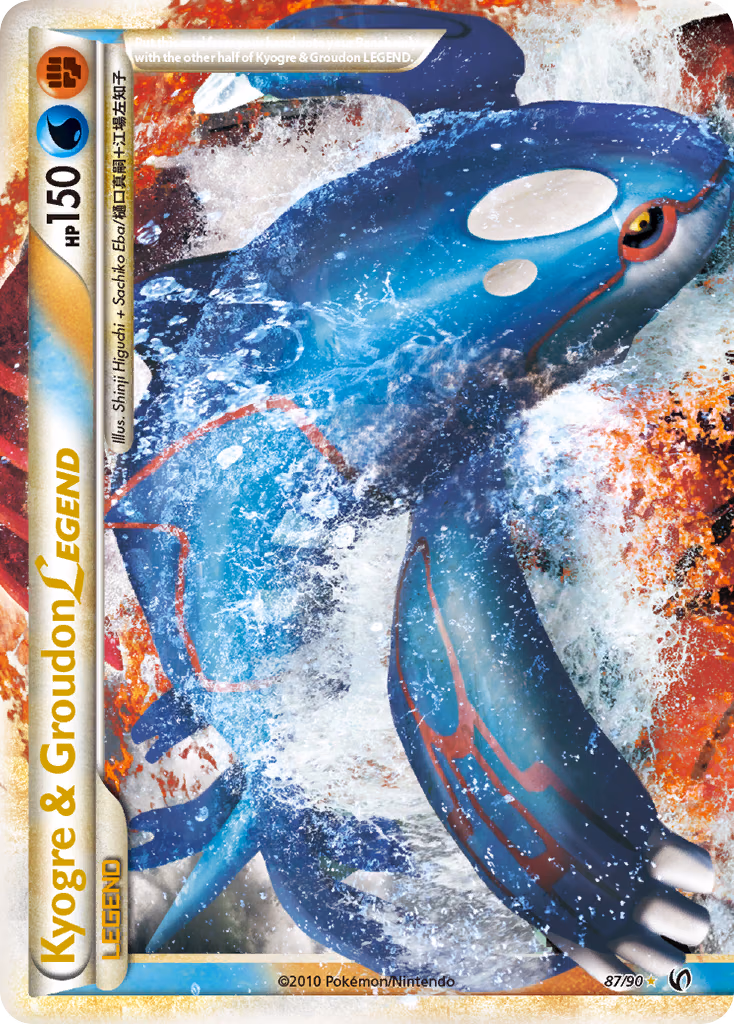 Kyogre & Groudon LEGEND Pokemon card (87/90, HS—Undaunted)