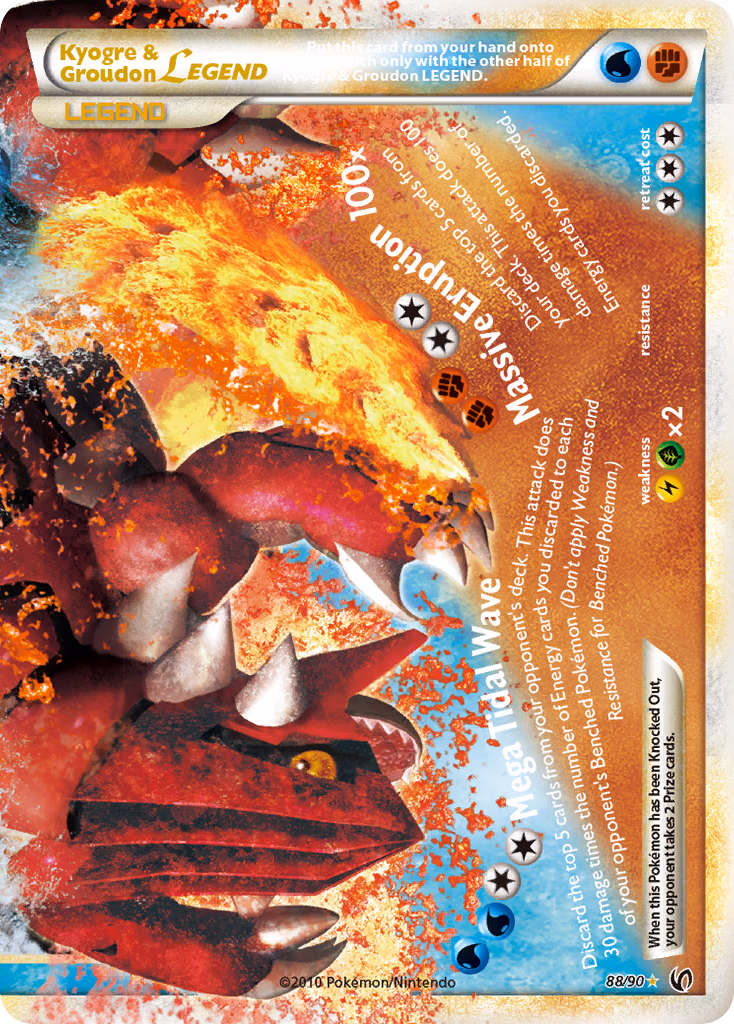 Kyogre & Groudon LEGEND Pokemon card (88/90, HS—Undaunted)